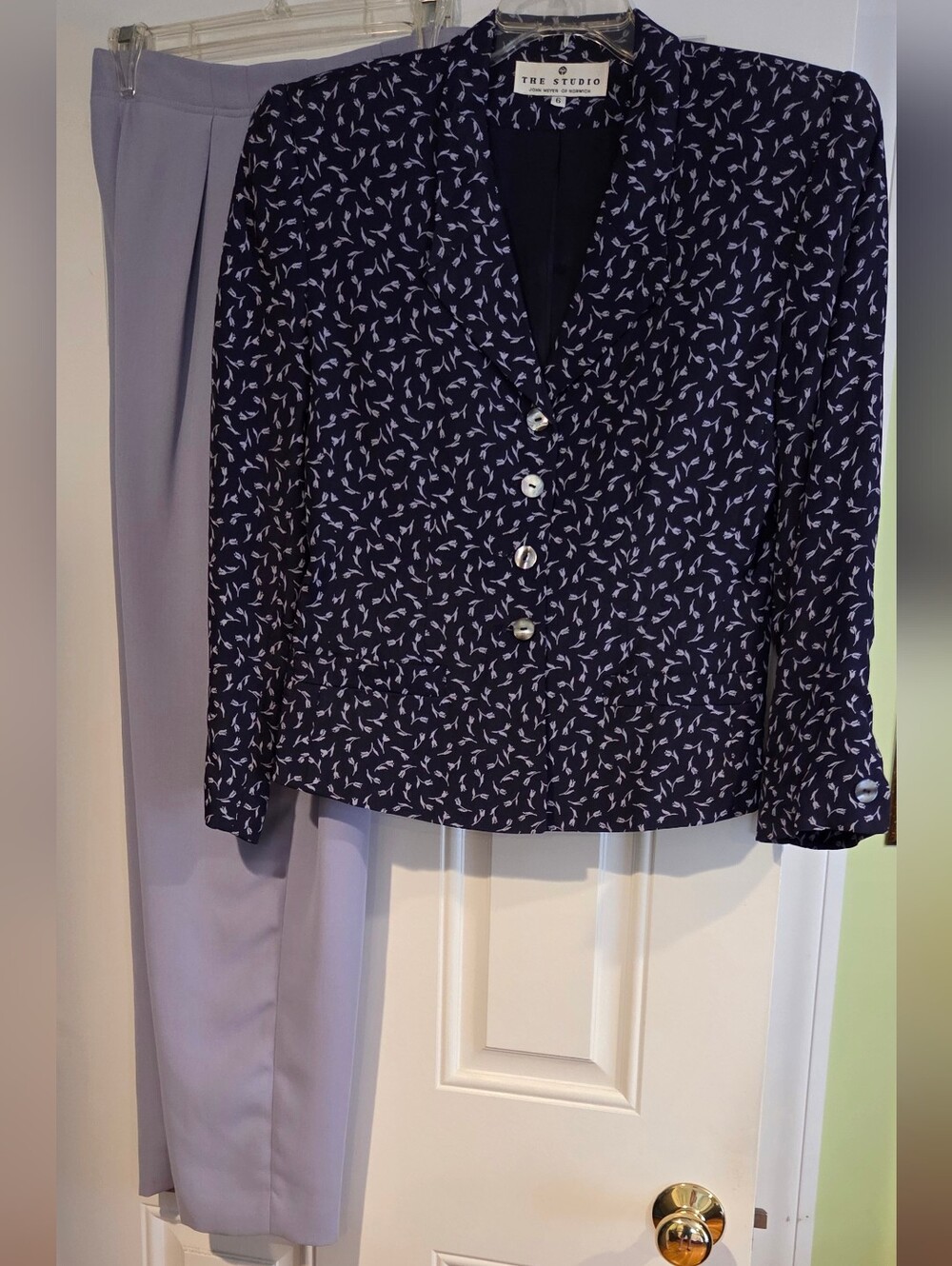The Studio Navy Floral Button-Front Jacket Pant Set